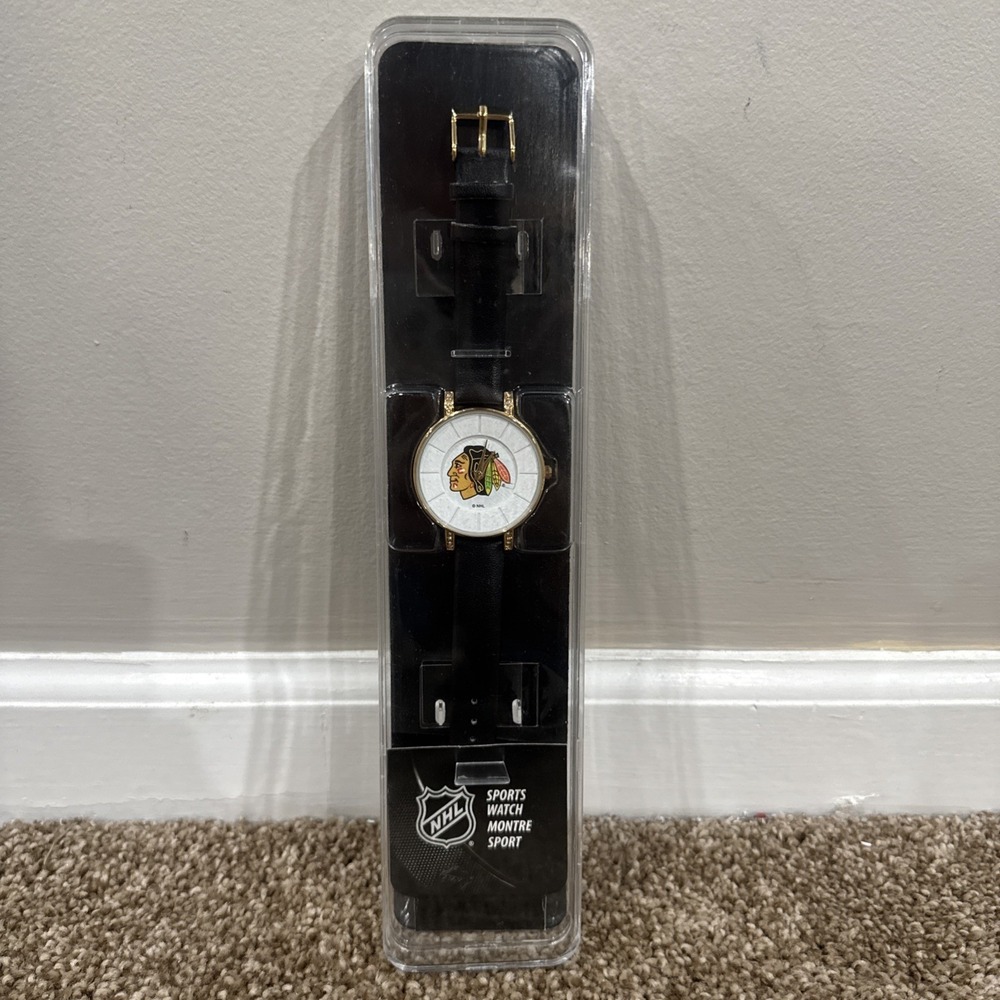 Chicago Blackhawks Official Sparo Sports Watch Black New In Package Women's Gold